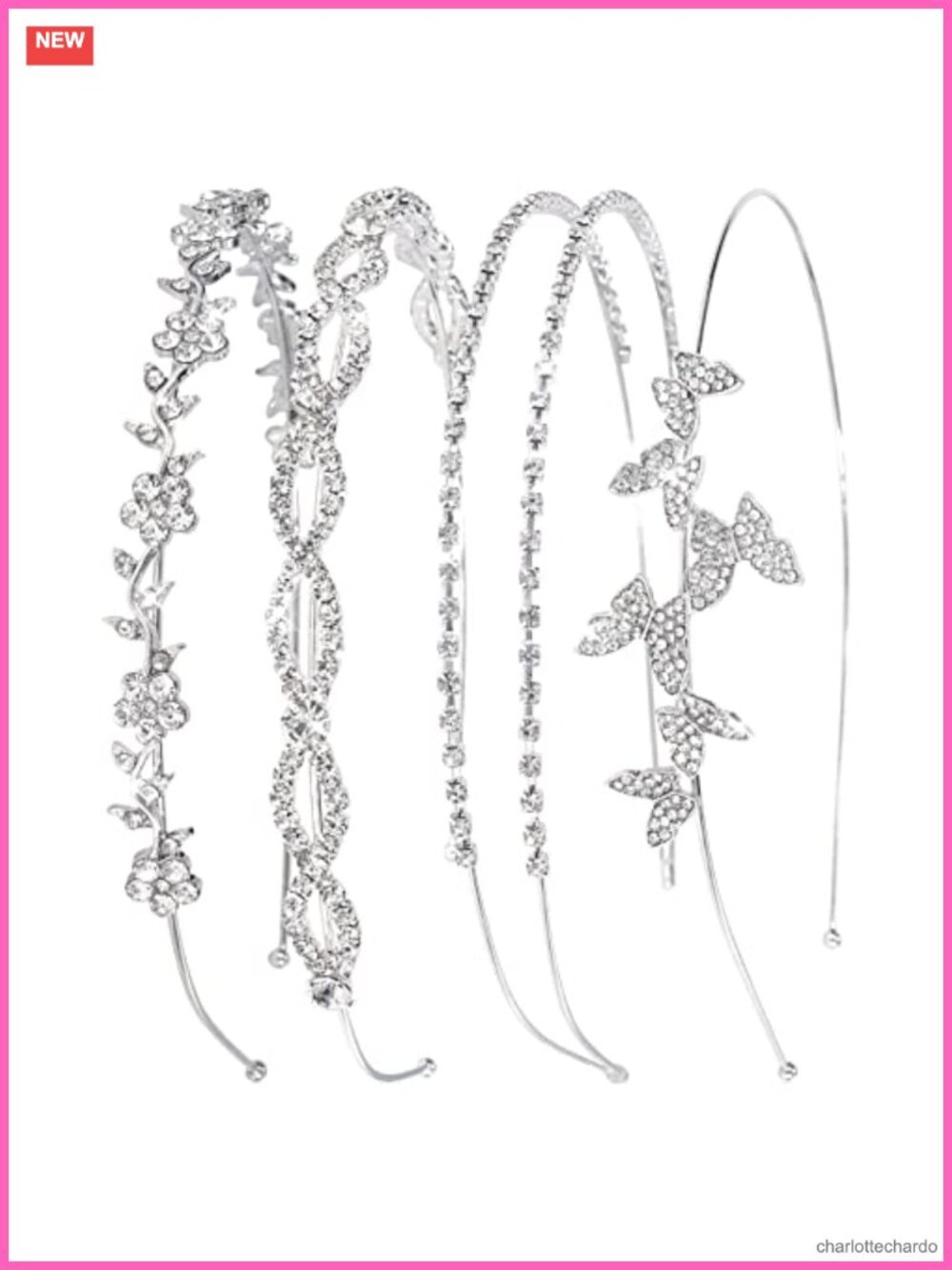 Rhinestone Metal Headbands Set of 4 Hair Accessories for Wedding Prom Party